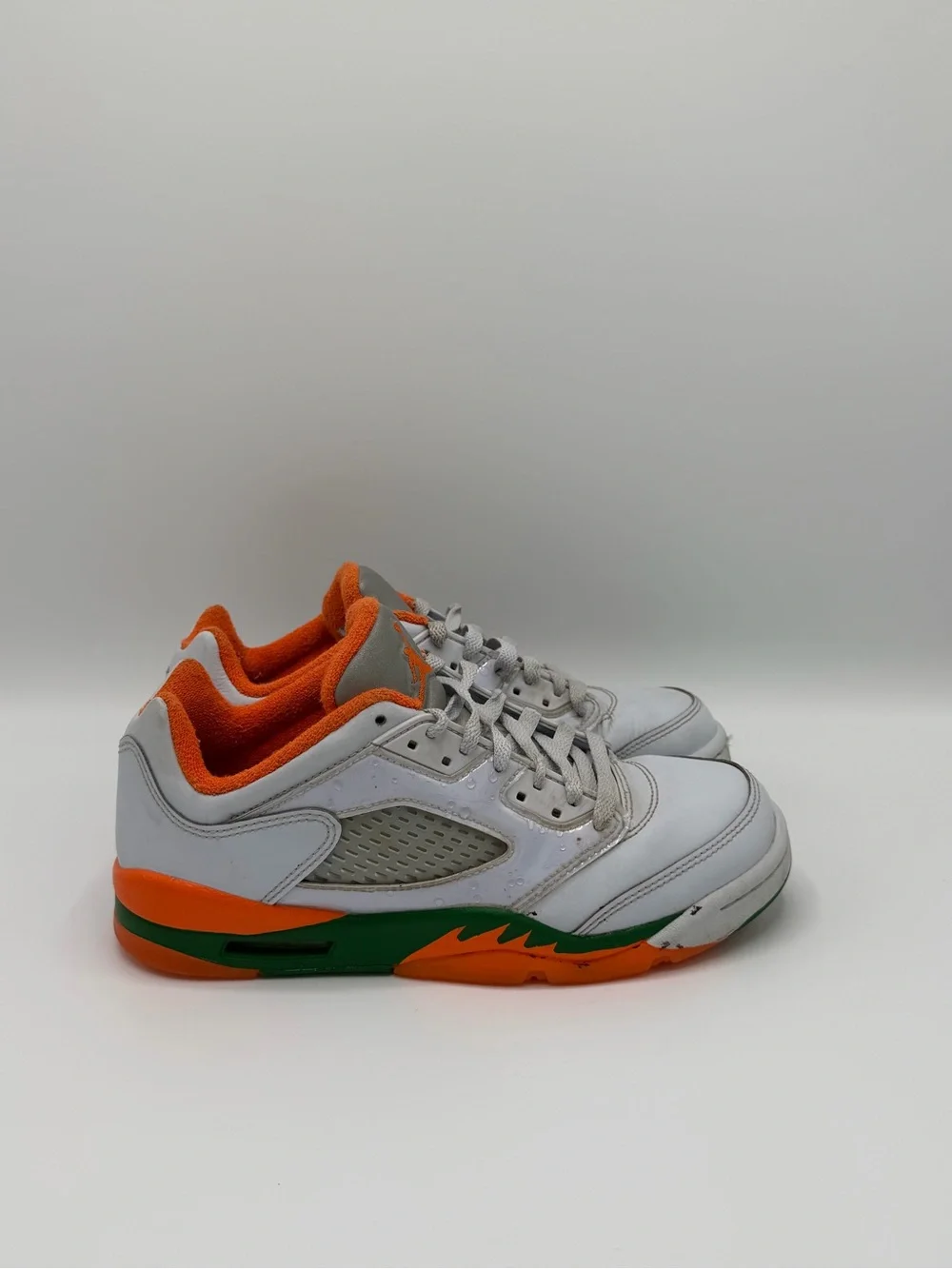 Kids White Athletic Sneakers with Orange & Green Accents
